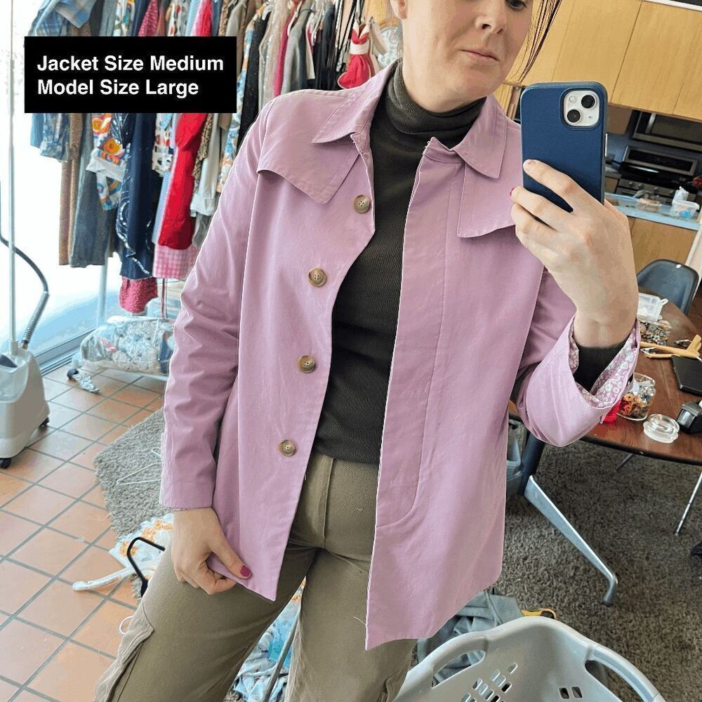 Vintage Y2K Charter Club Lilac Jacket 70s Style Preppy Oversized Collar M